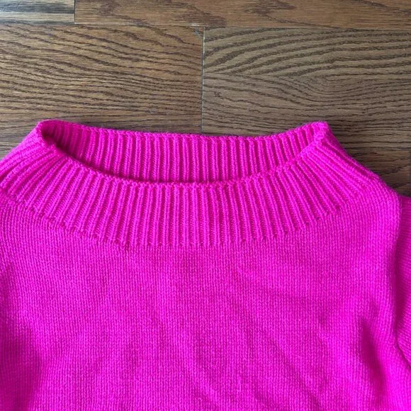 Judith March Hot Pink Sweater Off One Shoulder Cozy Sweater Size Small Relaxed - Picture 4 of 8